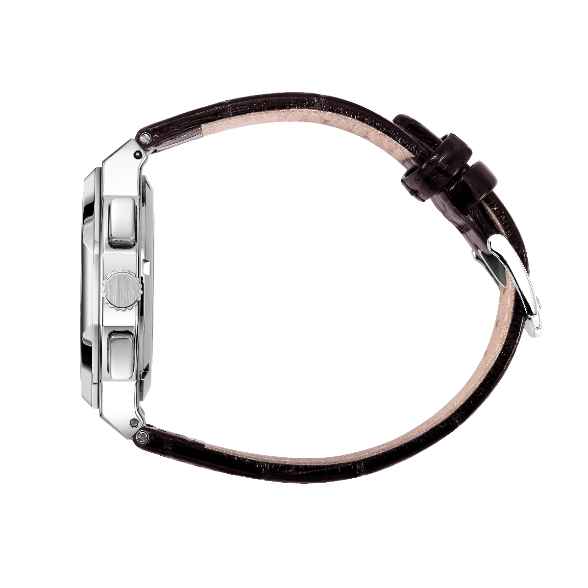 Gwyl Chronograff Dynion Rotary Regent gyda Deial Glas a Strap Lledr Brown GS05450/05