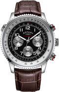Rotary Men's Chronograph Watch with Black Dial and Brown Strap GS03351/19