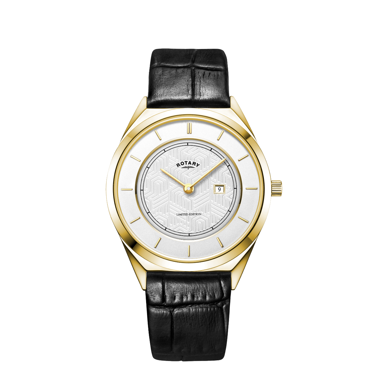 Rotary Ultraslim Men's Champagne Collection Watch with White Dial and Black Strap GS08007/02