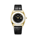 Cloc Casgliad Siampên Dynion Ultraslim Rotary gyda Deial Ddu a Strap Ddu GS08007/04