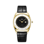 Cloc Casgliad Siampên Dynion Ultraslim Rotary gyda Deial Ddu a Strap Ddu GS08007/04