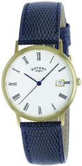 Rotary Gents 9ct Gold Watch with White Dial and Black Leather Strap GS11476/01