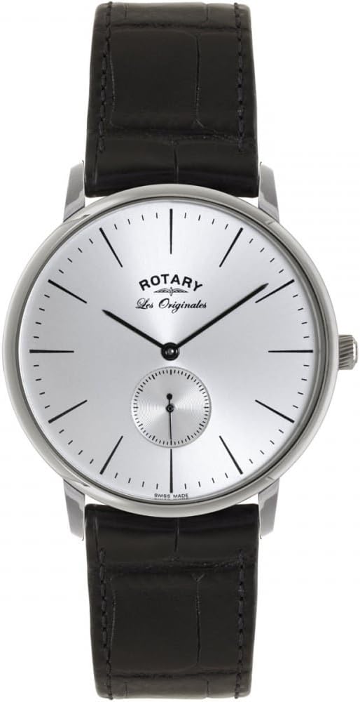 Rotary Mens Watch with Silver Dial and Black Strap GS90050/06