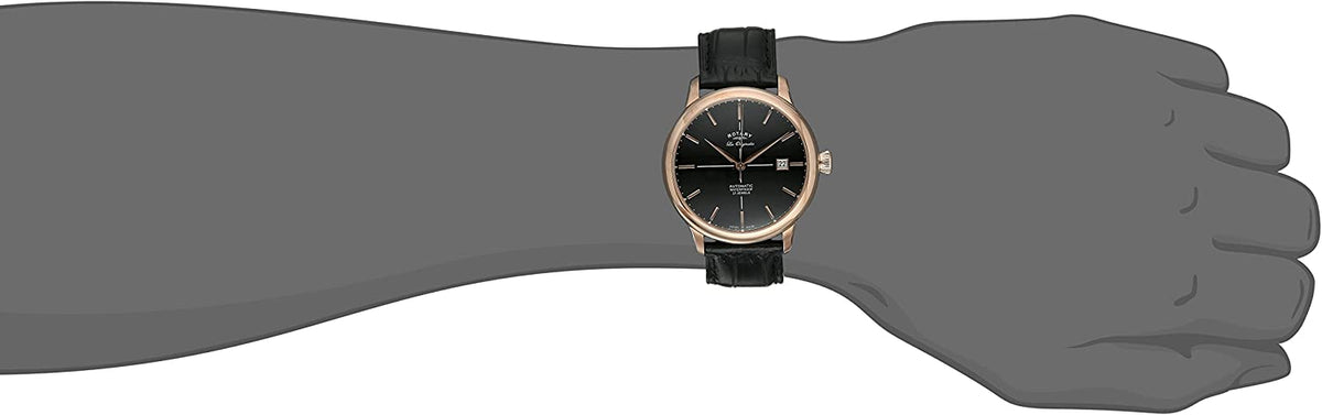 Rotary Men's Automatic Watch with Black Dial and Black Strap GS90061/04