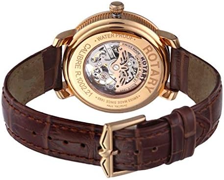 Clocsen Awtomatig Dynion Rotary gydag Wyneb Arian a Strap Ledr Brown GS90505/06