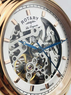 Clocsen Awtomatig Dynion Rotary gydag Wyneb Arian a Strap Ledr Brown GS90505/06