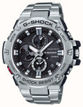 Gwylio Analog-Ddigidol Casio G-Shock i Ddynion gyda Deial Du a Strap Arian GST-B100D-1AER