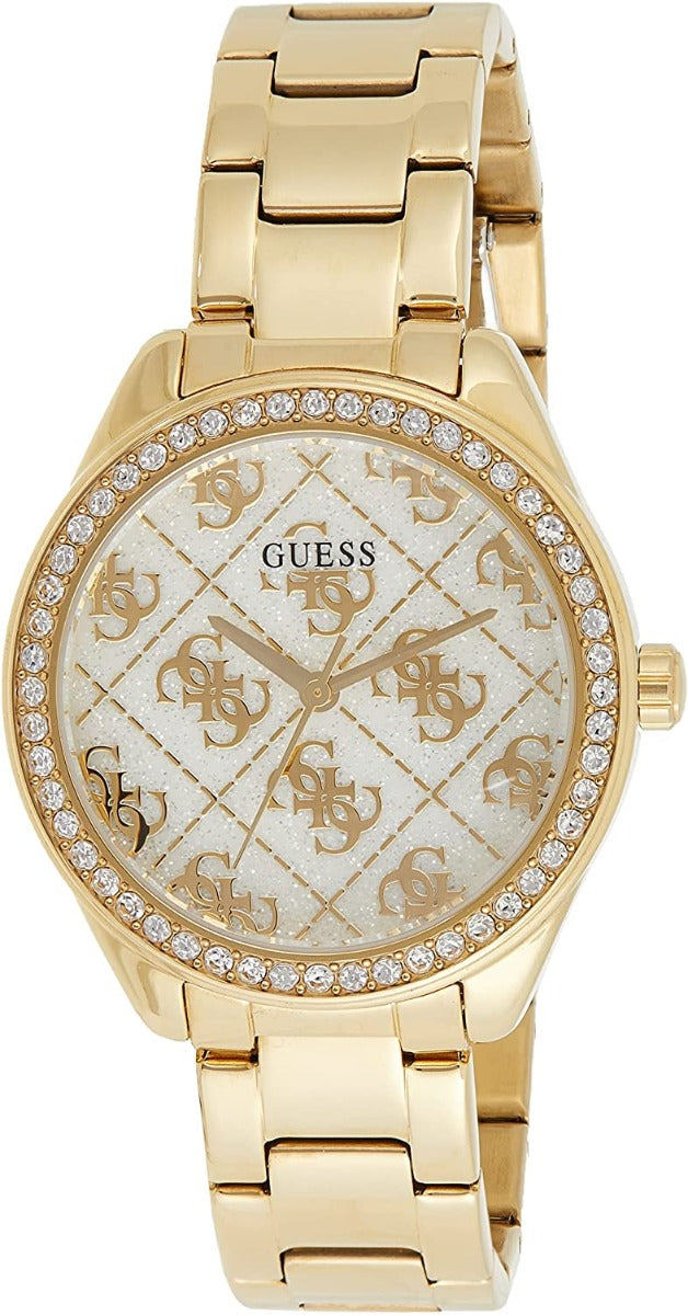 Guess Sugar Ladies Watch with White Dial and Gold Plated Bracelet GW0001L2
