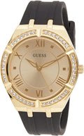 Guess Cosmo Ladies Watch with Gold Dial and Black Silicone Strap GW0034L1