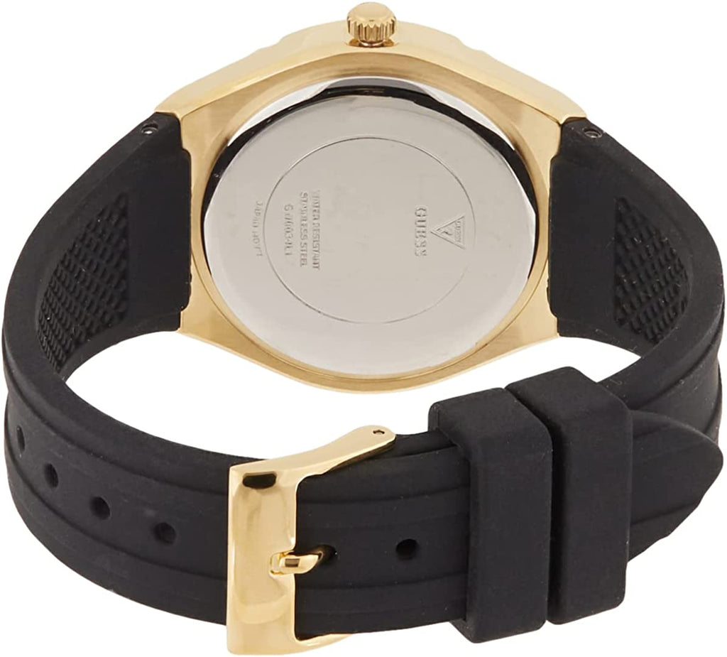 Guess Cosmo Ladies Watch with Gold Dial and Black Silicone Strap GW0034L1