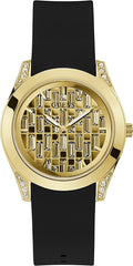 Guess Clarity Ladies Watch with Black Silicone Strap and Stone Set Dial GW0109L1