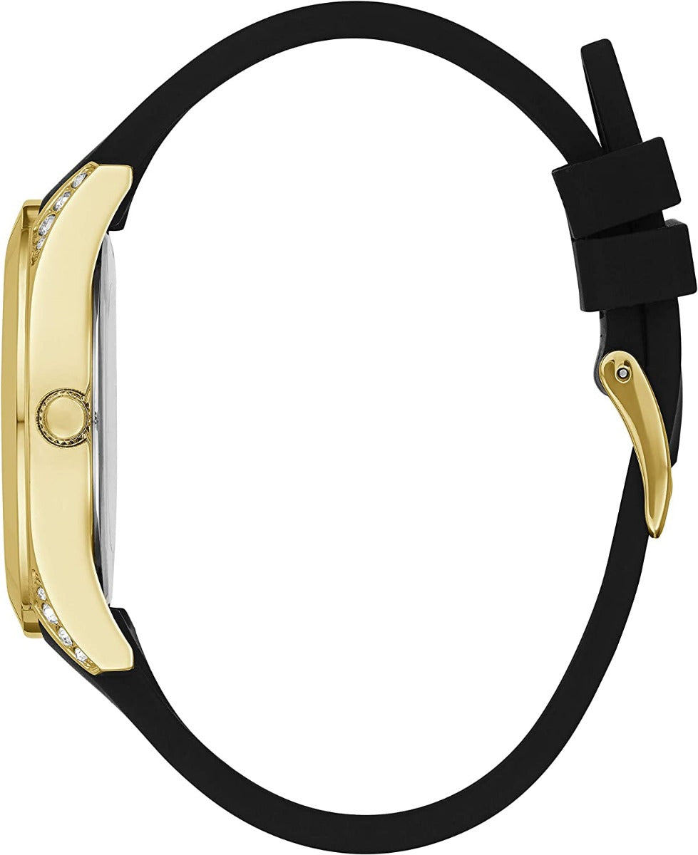 Guess Clarity Ladies Watch with Black Silicone Strap and Stone Set Dial GW0109L1