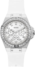 Guess Venus Ladies Watch with Silver dial and White Silicone Strap GW0118L3