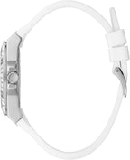 Guess Venus Ladies Watch with Silver dial and White Silicone Strap GW0118L3