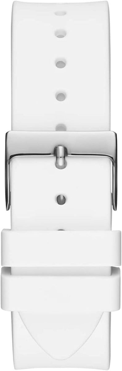 Guess Venus Ladies Watch with Silver dial and White Silicone Strap GW0118L3