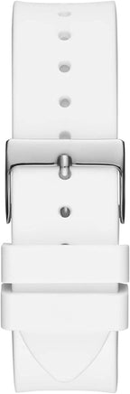 Guess Venus Ladies Watch with Silver dial and White Silicone Strap GW0118L3