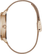 Gwylio Menywod Guess Nova gyda Deial Aur Rhosyn a Strap Milanese GW0243L3