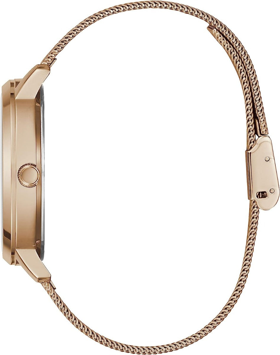 Gwylio Menywod Guess Nova gyda Deial Aur Rhosyn a Strap Milanese GW0243L3