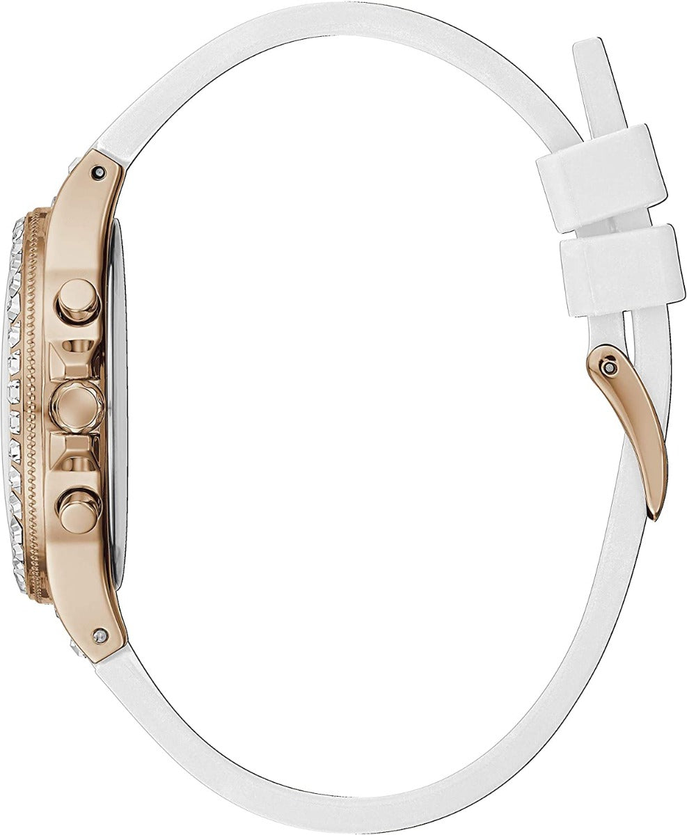 Guess Moonlight Ladies Watch with Stone Set Dial and White Silicone Strap GW0257L2