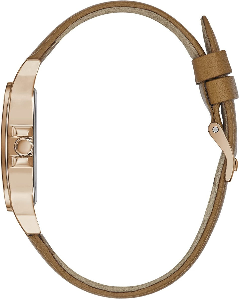 Guess Deco Ladies Watch with Silver Dial and Brown Leather Strap GW0309L3