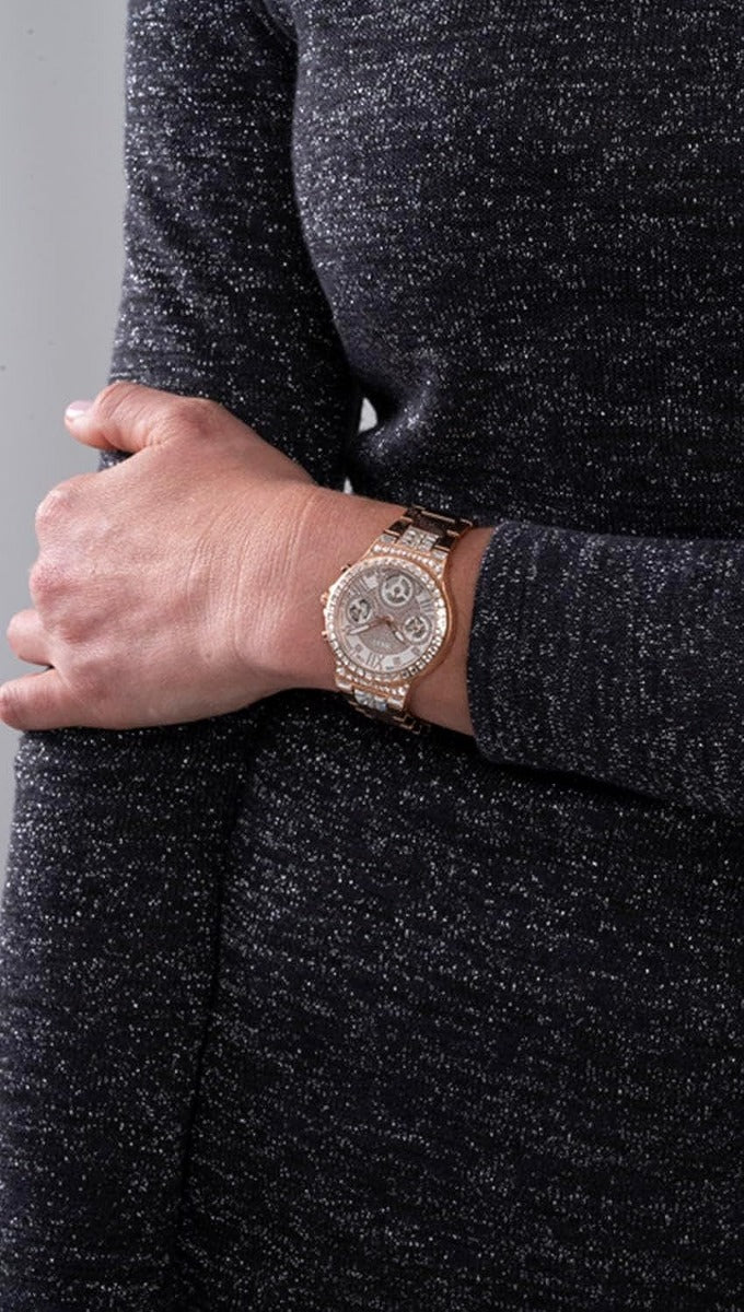 GUESS Ladies Watch with Glitz Dial and Rose Gold Bracelet GW0320L3