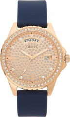 Guess Ladies Watch with Rose Gold and Blue Leather Strap GW0358L1