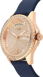Guess Ladies Watch with Rose Gold and Blue Leather Strap GW0358L1