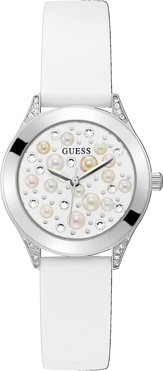 Guess Pearl Ladies Watch with White Dial and Silicone Strap GW0381L1