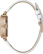 Guess Full Bloom Ladies Watch with Silver Dial and White Leather Strap GW0382L3