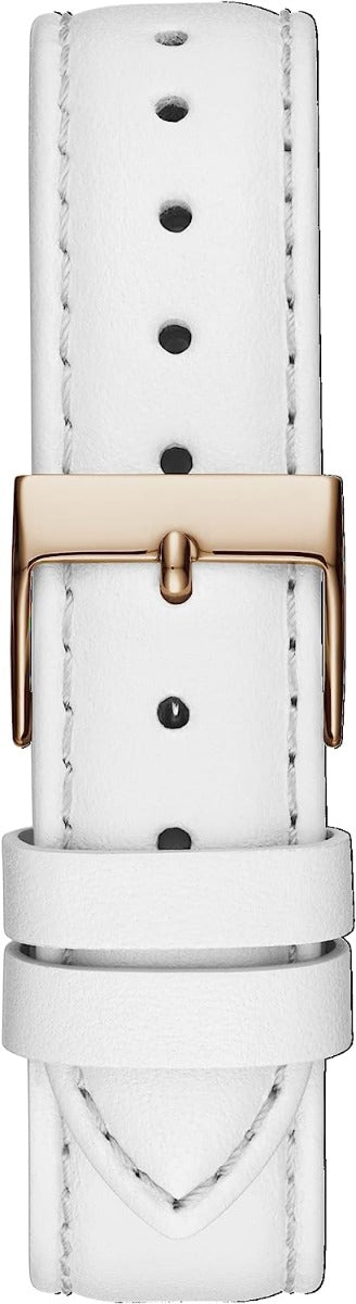 Guess Full Bloom Ladies Watch with Silver Dial and White Leather Strap GW0382L3