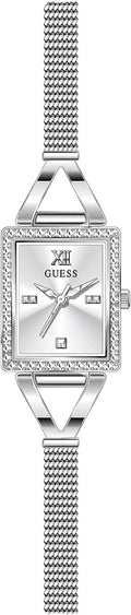 Gwifren Merched Guess gyda Deial Arian a Strap Milanese Arian GW0400L1