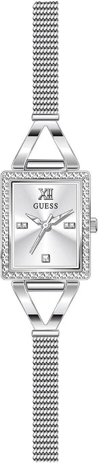 Gwifren Merched Guess gyda Deial Arian a Strap Milanese Arian GW0400L1