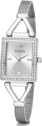 Gwifren Merched Guess gyda Deial Arian a Strap Milanese Arian GW0400L1
