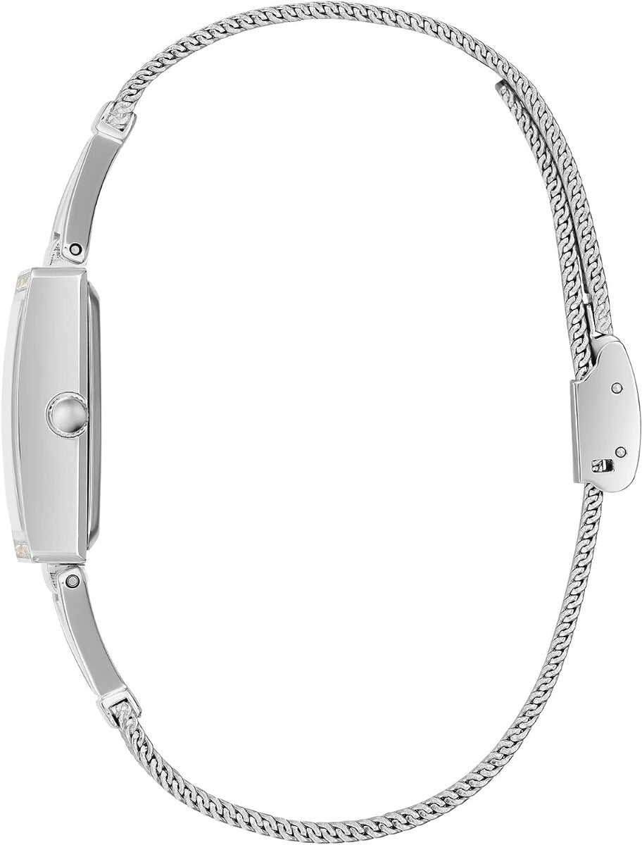 Gwifren Merched Guess gyda Deial Arian a Strap Milanese Arian GW0400L1