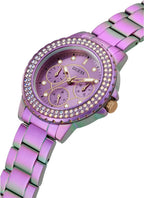 Guess Crown Jewel Ladies Watch with Purple Dial and Stainless Steel Bracelet GW0410L4