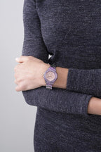 Guess Crown Jewel Ladies Watch with Purple Dial and Stainless Steel Bracelet GW0410L4
