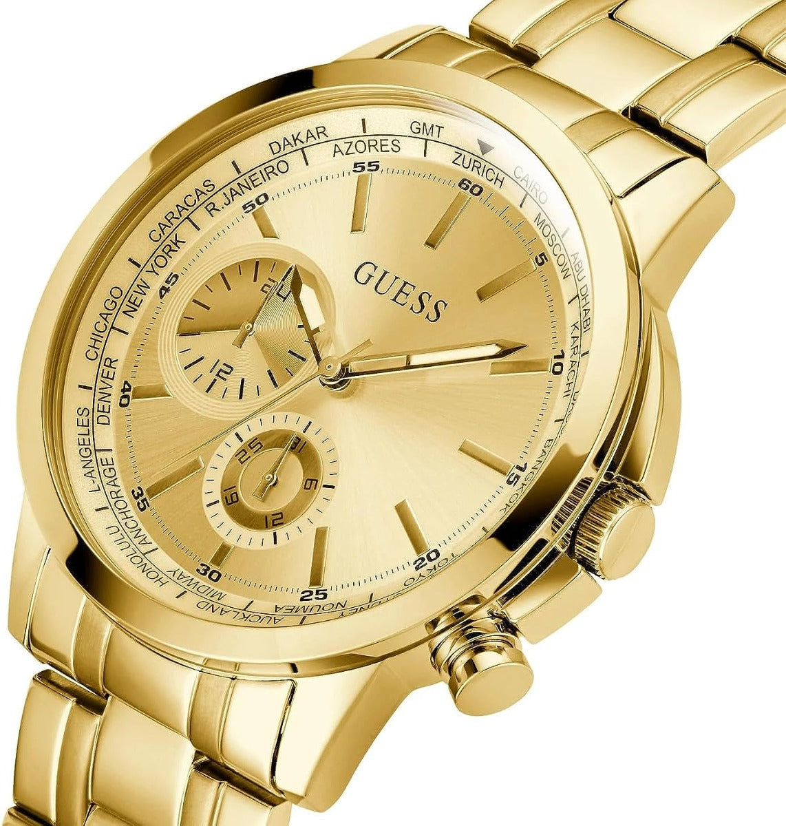 Guess Mens Watch with Gold Dial and Gold Bracelet GW0490G2
