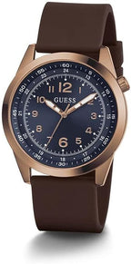 GUESS Mens Watch with Blue Dial and Brown Strap GW0494G3