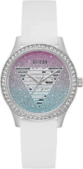 Guess Ladies Watch with Glitter Dial and White Strap GW0530L5