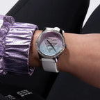 Guess Ladies Watch with Glitter Dial and White Strap GW0530L5