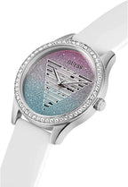 Guess Ladies Watch with Glitter Dial and White Strap GW0530L5