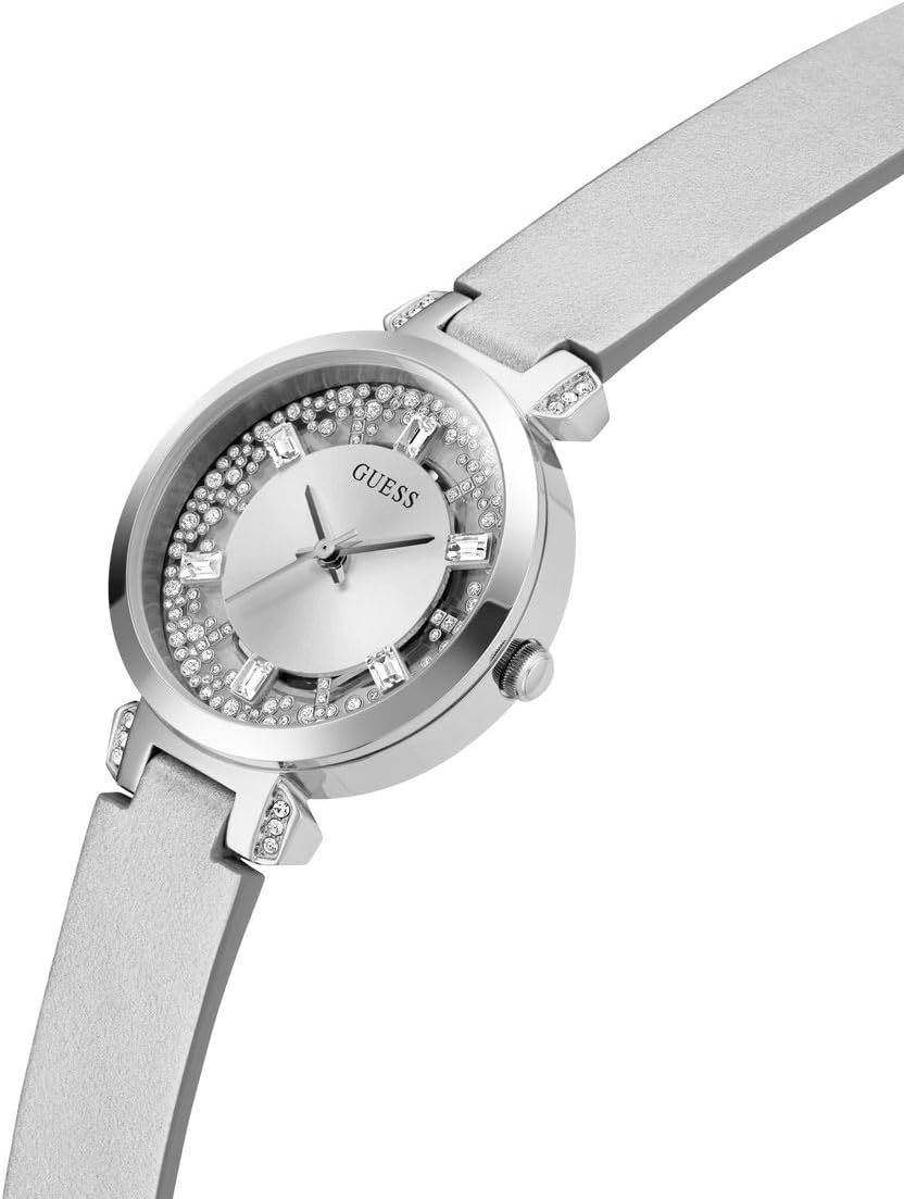 Guess Ladies Watch with Silver Leather Strap GW0535L3