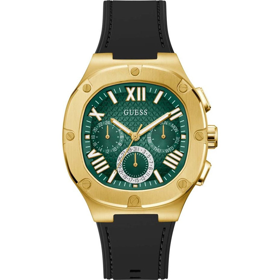 Guess Headline Men's Watch with Green Dial and Black Silicone Strap GW0571G3