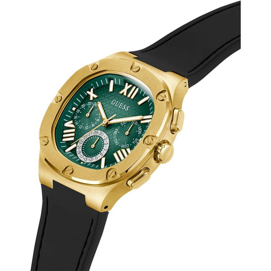 Guess Headline Men's Watch with Green Dial and Black Silicone Strap GW0571G3