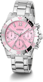 Guess Ladies Watch with Pink Dial and Silver Bracelet GW00696L1