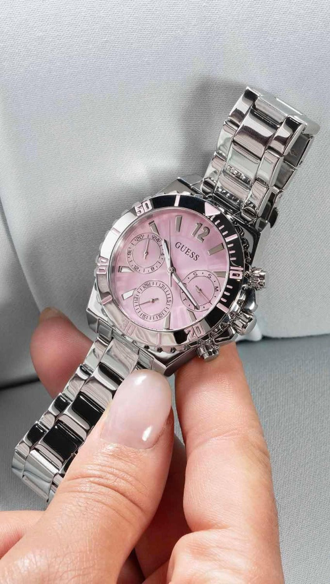 Guess Ladies Watch with Pink Dial and Silver Bracelet GW00696L1