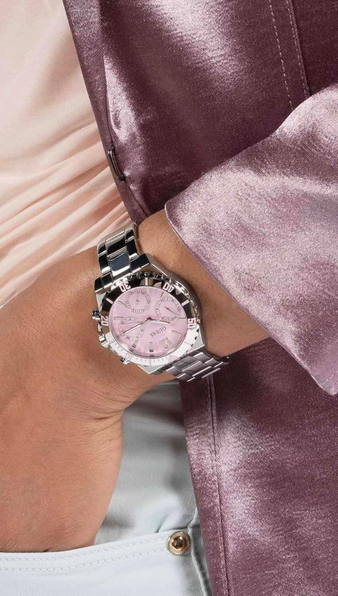 Guess Ladies Watch with Pink Dial and Silver Bracelet GW00696L1