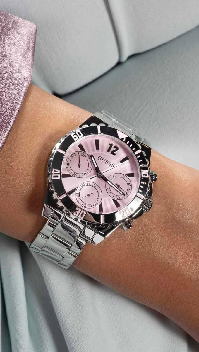 Guess Ladies Watch with Pink Dial and Silver Bracelet GW00696L1