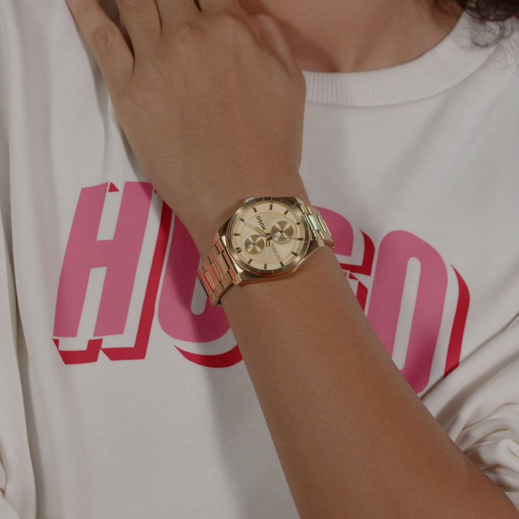 HUGO Ladies Watch with Gold Dial and Gold Strap 1540171