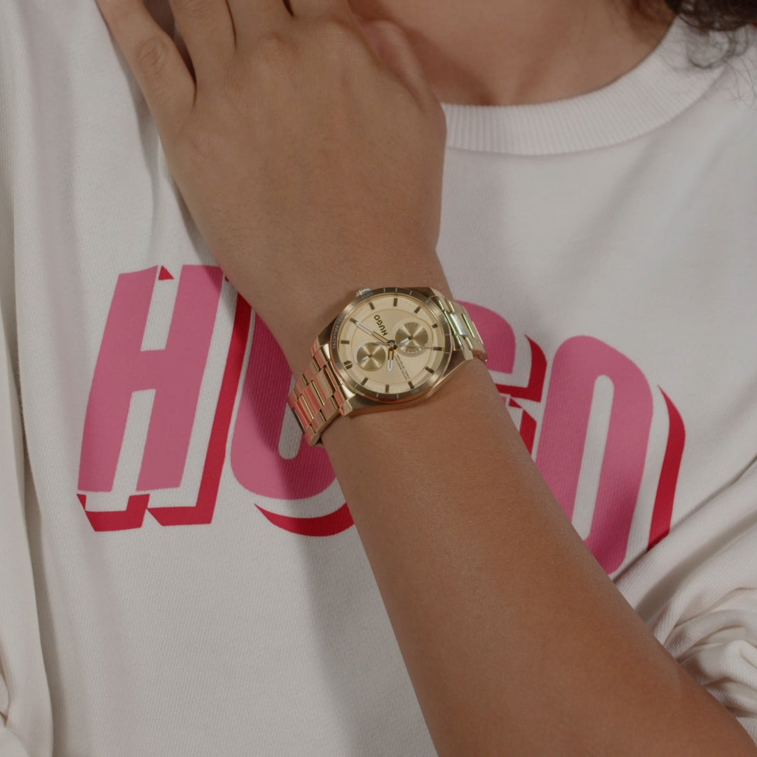 HUGO Ladies Watch with Gold Dial and Gold Strap 1540171